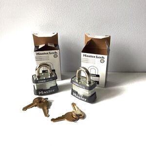 Two Keyed Alike Master Lock Commercial Padlocks with Keys